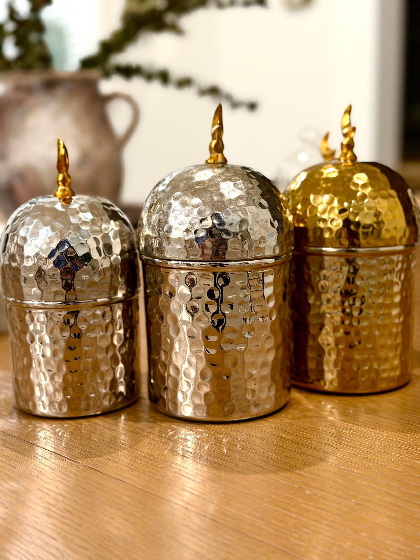 Dome Hammered Storage Canisters - Set of 2