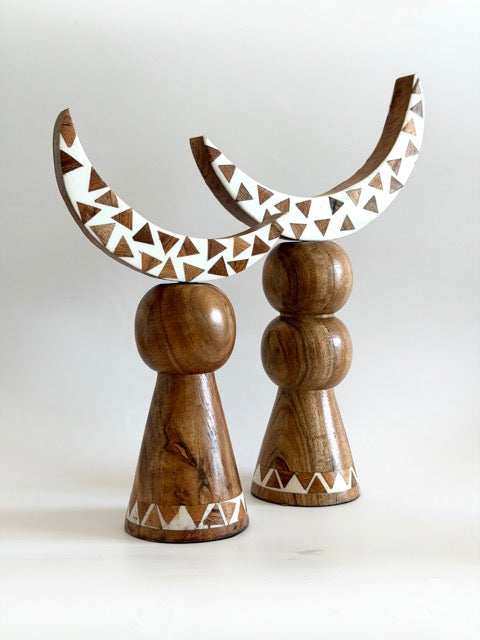 Inlay Crescent Sculptures - Set of 2