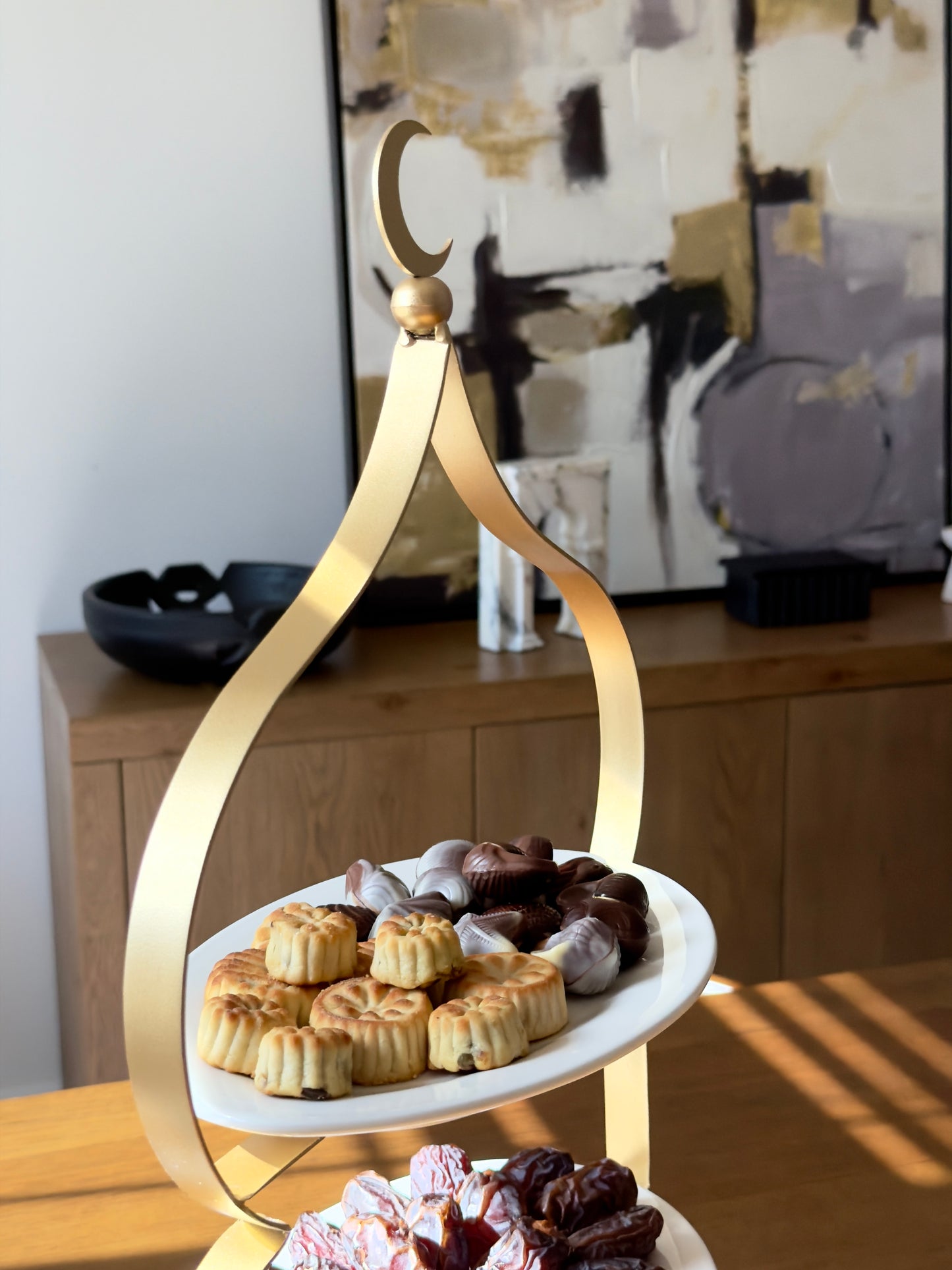 Gold Crescent Moon Three-Tier Serving Stand