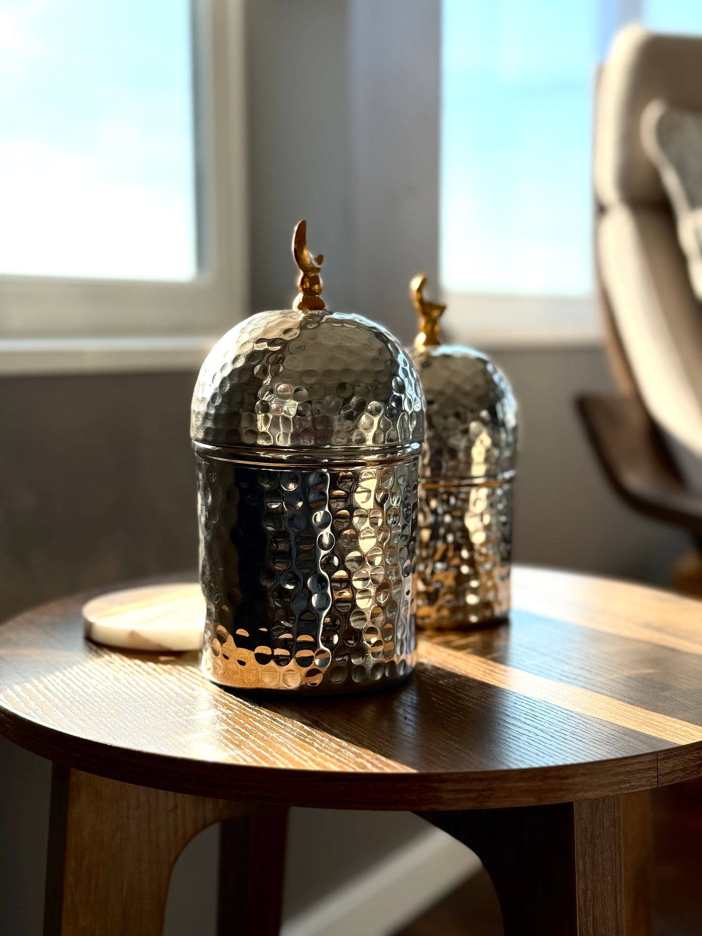 Dome Hammered Storage Canisters - Set of 2