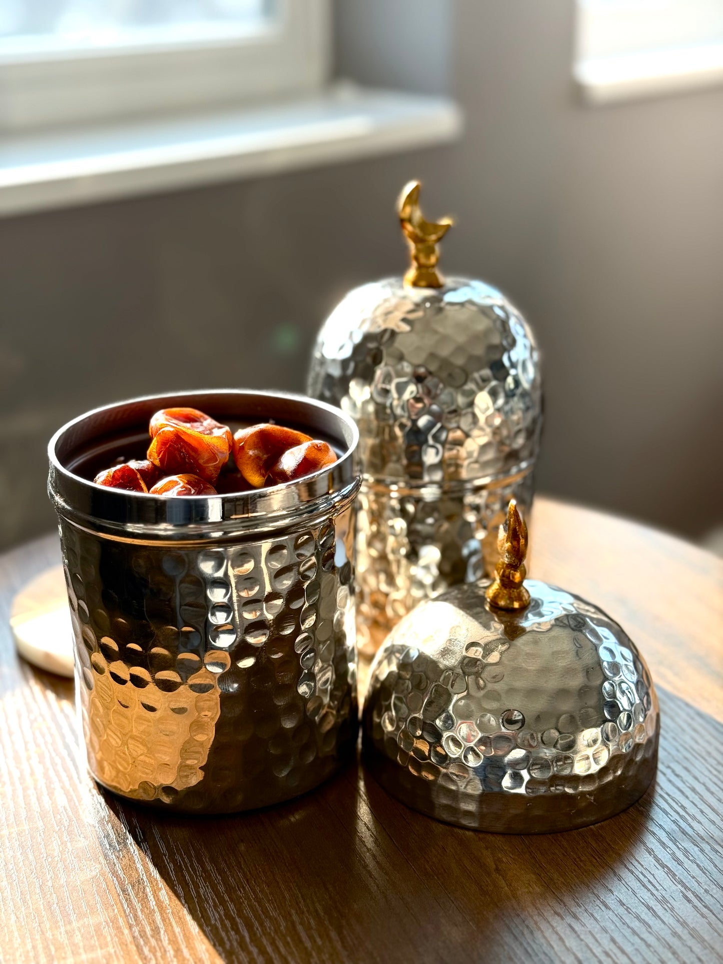 Dome Hammered Storage Canisters - Set of 2