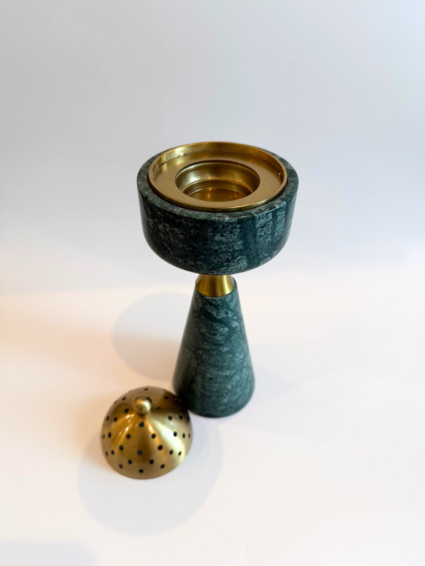 Green Marble & Brass Bukhour Burner