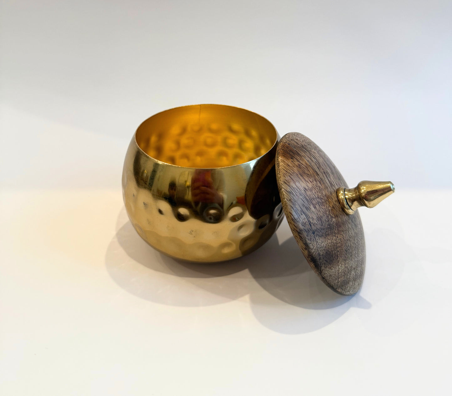 Gold & Wood Accent Storage Jars with Tray