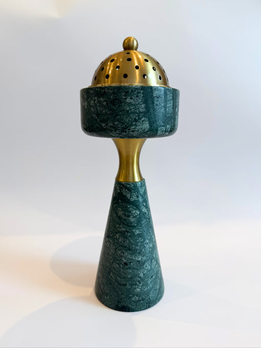 Green Marble & Brass Bukhour Burner